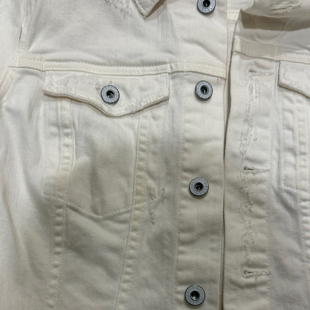 Women’s AG Cream Off White Distressed Denim Jacket - Picture 4 of 6